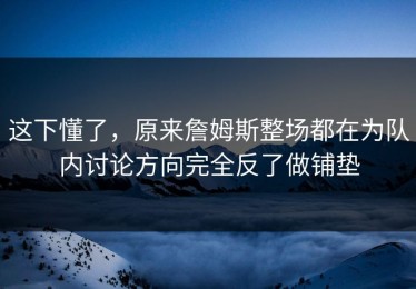 这下懂了，原来詹姆斯整场都在为队内讨论方向完全反了做铺垫