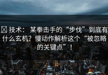 ✅ 技术： 某拳击手的“步伐”到底有什么玄机？慢动作解析这个“被忽略的关键点”！