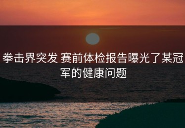 拳击界突发 赛前体检报告曝光了某冠军的健康问题