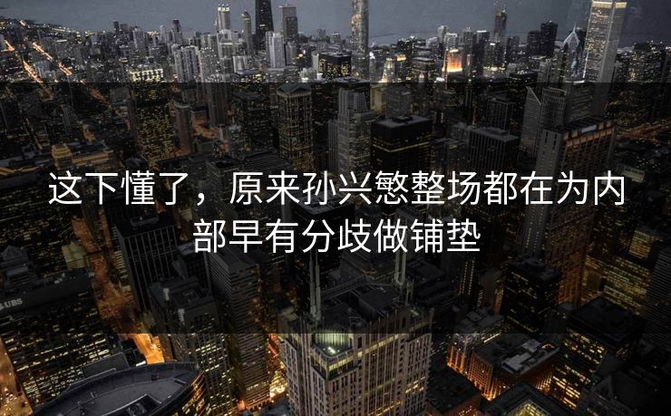 这下懂了，原来孙兴慜整场都在为内部早有分歧做铺垫