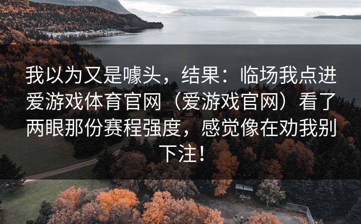 我以为又是噱头，结果：临场我点进爱游戏体育官网（爱游戏官网）看了两眼那份赛程强度，感觉像在劝我别下注！