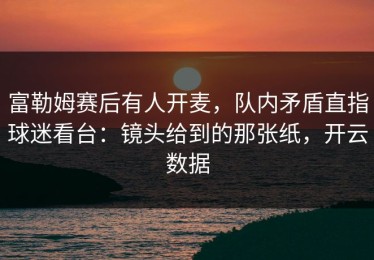 富勒姆赛后有人开麦，队内矛盾直指球迷看台：镜头给到的那张纸，开云数据
