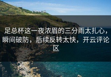 足总杯这一夜浓眉的三分雨太扎心，瞬间破防，后续反转太快，开云评论区