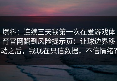 爆料：连续三天我第一次在爱游戏体育官网翻到风险提示页：让球边界移动之后，我现在只信数据，不信情绪？