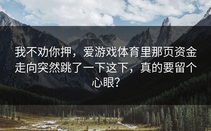 我不劝你押，爱游戏体育里那页资金走向突然跳了一下这下，真的要留个心眼？