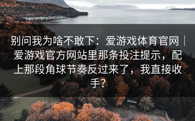 别问我为啥不敢下：爱游戏体育官网｜爱游戏官方网站里那条投注提示，配上那段角球节奏反过来了，我直接收手？